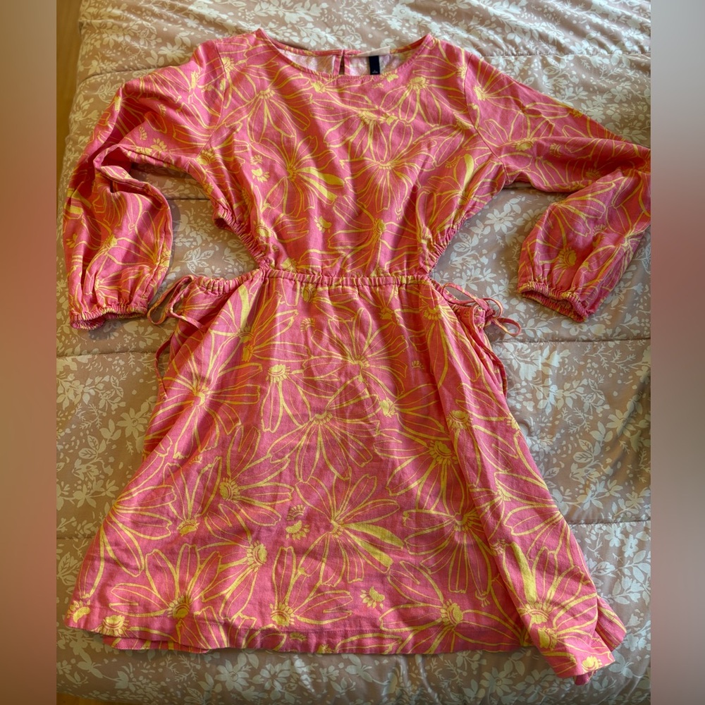 Universal Thread Pink Bishop Sleeve Sundress with Side Cutouts